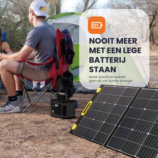 Heko Solar® Unfold 100 - Draagbaar Zonnepaneel - 100W - Opvouwbaar - IP65 - Werkt met Powerbank en Powerstation - USB-A en USB-C - Voor Camper - Noodpakket, Kamperen en Outdoor — afbeelding 3