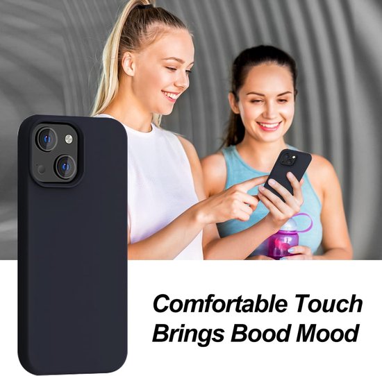 Coque Solid Soft Touch Liquid Silicone Flexible TPU Cover - Convient pour : iPhone 13 Mini - Zwart