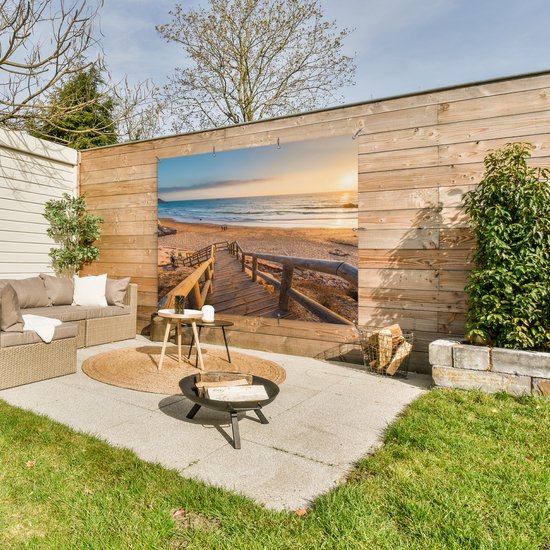 Décoration murale extérieure Plage - Escaliers - Portugal - 160x120 cm - Toile de jardin - Poster extérieur