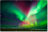 Muurdecoratie Noorderlicht - IJsland - Rood - Groen - 180x120 cm - Tuinposter - Tuindoek - Buitenposter