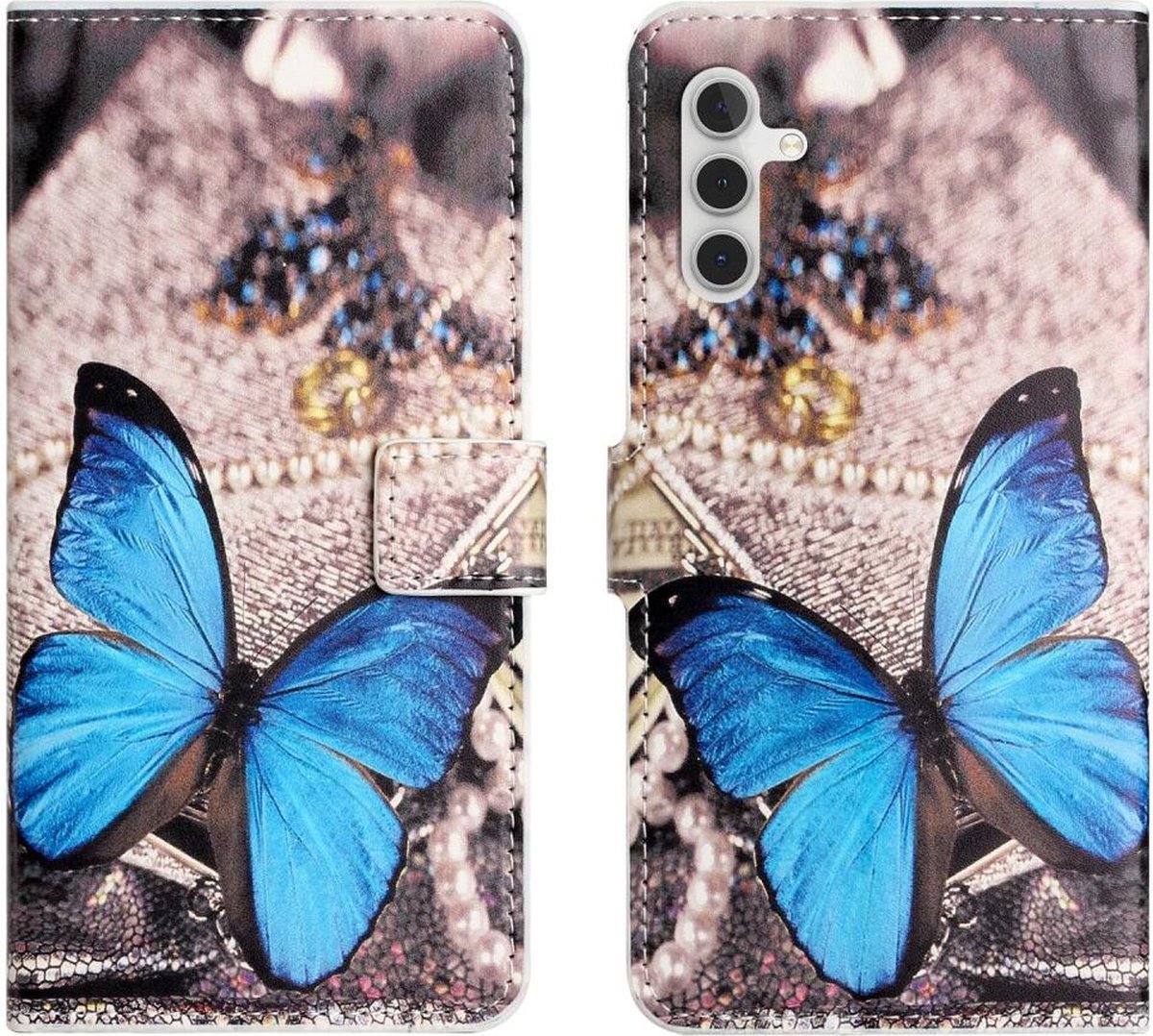 Hoesje Portemonnee Book Case Vlinder Print Geschikt voor Samsung Galaxy A55