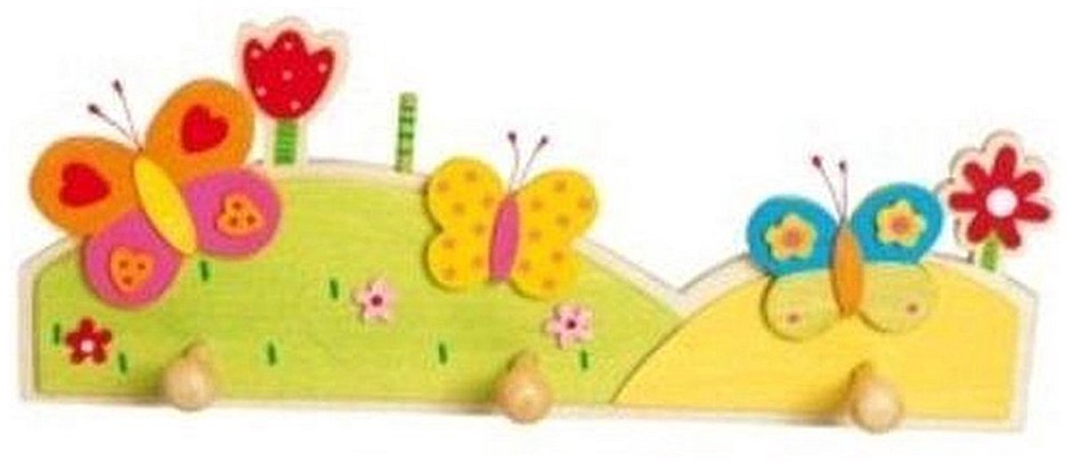 Simply for Kids Kapstok Vlinder - Wandkapstok met 3 Haakjes - Modern Design - Houten Decoratie voor Kinderkamer