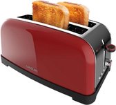 Cecotec Toastin` time 1500 Red Lite verticale broodrooster, 1500 W vermogen, capaciteit voor 4 toast, dubbele lange en brede sle