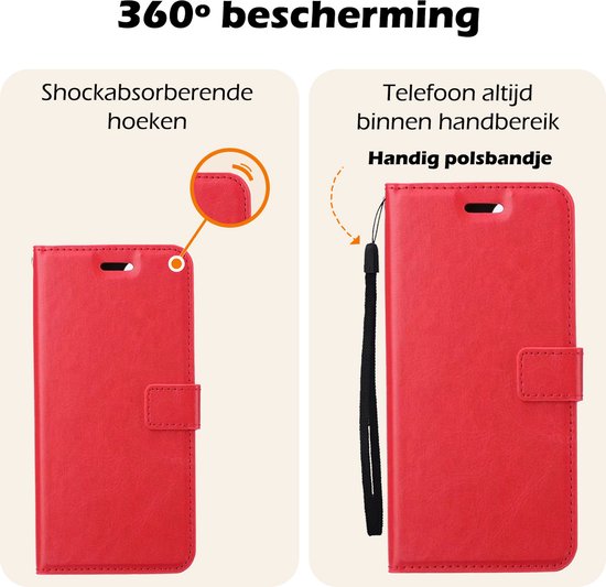 Hoes - Met Pasjeshouder - Geschikt voor Samsung Galaxy S24 Plus - Luxe Bookcase Portemonee - Flip Case - Kunstleer Book Case - Flipcase - Book Cover - Walletcase - PortemonneeHoes - Rood