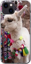 Geschikt voor iPhone 13 mini hoesje - Alpaca - Ketting - Kleuren - Siliconen Telefoonhoesje