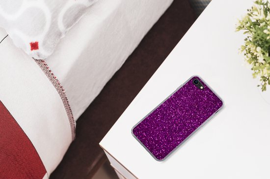 Coque pour iPhone SE 2020 - Texture pailletée violette et rose - Coque de téléphone en Siliconen