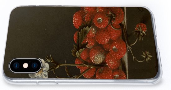 Telefoonhoesje Geschikt voor iPhone X hoesje - Stilleven met bosaardbeien - Schilderij van Adriaen Coorte - Siliconen Telefoonhoesje Telefoonhoesje