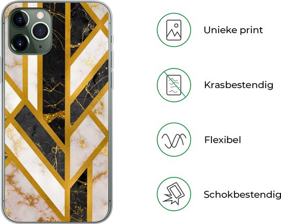 Coque iPhone 11 Pro - Marbre - Or - Glitter - Luxe - Siliconen