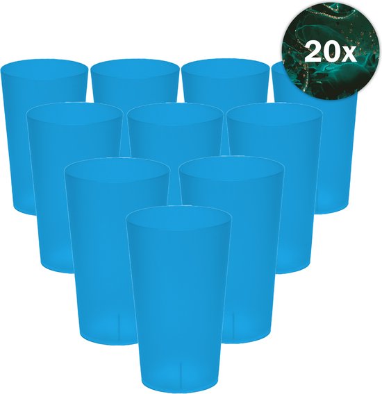 Hardcups - Kunststof Bekers - Plastic Bekers - Kunstof Glazen - Plastic Glazen - 25cl - Blauw - 20 Stuks