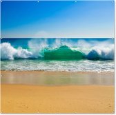 Tuin poster Zee - Golf - Strand - 200x200 cm - Tuindoek - Buitenposter