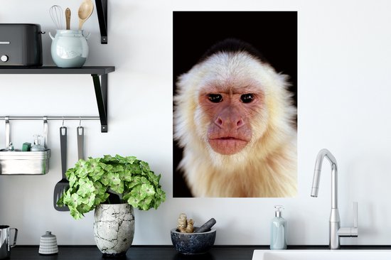 Muurstickers - Sticker Folie - Aap - Vacht - Zwart - 40x60 cm - Plakfolie - Muurstickers Kinderkamer - Zelfklevend Behang - Zelfklevend behangpapier - Stickerfolie