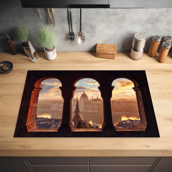 KitchenYeah® Inductie beschermer 80.2x52.2 cm - Boedapest - Hongarije - Parlement - Kookplaataccessoires - Afdekplaat voor kookplaat - Inductiebeschermer - Inductiemat - Inductieplaat mat
