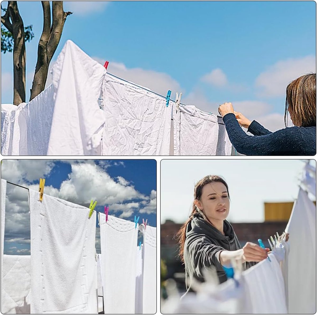 30 m waslijn, extra sterk, met stalen kern, waslijn buiten, scheurvaste en roestvrije waslijn, belastbaar tot 150 kg, ideaal voor buiten, tuin, quilt, camping en als reiswaslijn