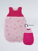 Poppen slaapzak | Flamingrose | 37 - 45 cm - Roze / Flamingo's slaapzak voor pop (poppenslaapzak voor o.a. Baby Born en Baby Annabell)