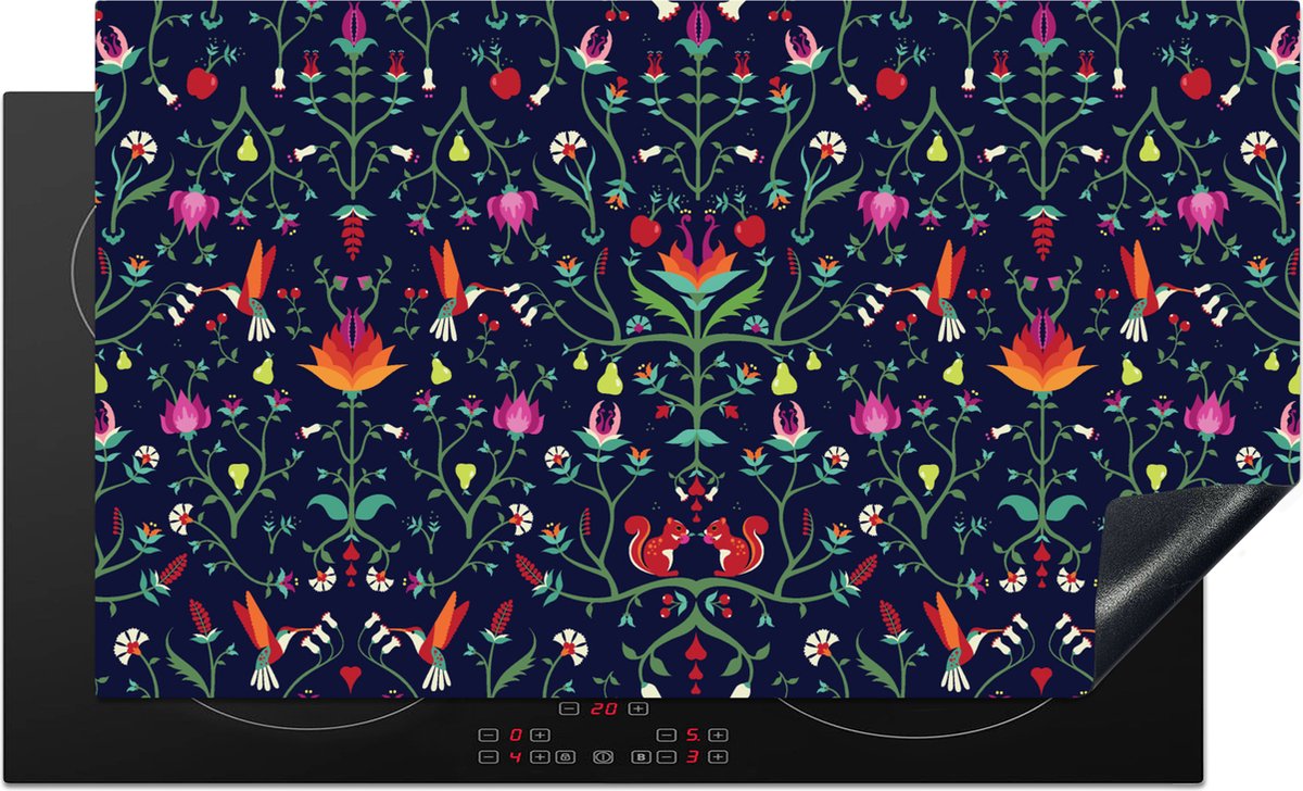 KitchenYeah® Inductie beschermer 90x52 cm - Bloemen - Eekhoorn - Patronen - Kookplaataccessoires - Afdekplaat voor kookplaat - Inductiebeschermer - Inductiemat - Inductieplaat mat