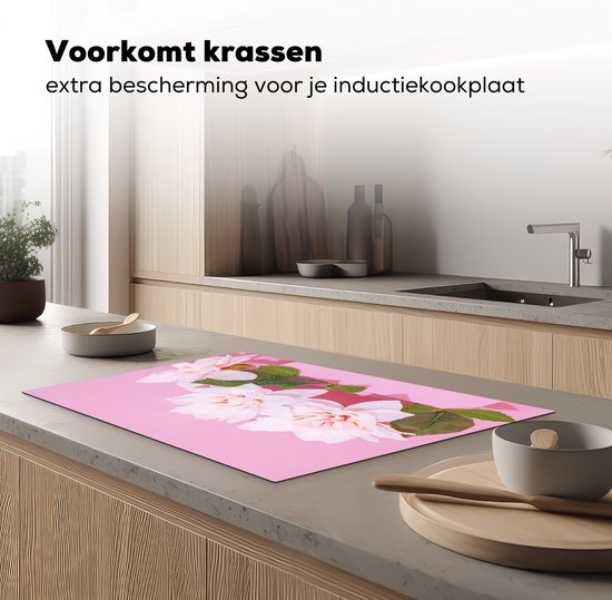 KitchenYeah® Inductie beschermer 81.2x52 cm - Bloesem - Zomer - Roze - Kookplaataccessoires - Afdekplaat voor kookplaat - Inductiebeschermer - Inductiemat - Inductieplaat mat
