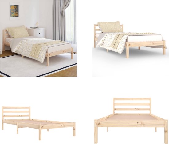 vidaXL Bedframe massief grenenhout 90x200 cm - Bedframe - Bedframes - Bed - Bedbodem