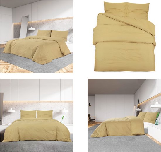 vidaXL Dekbedovertrekset 140x200 cm katoen taupe - Dekbed - Dekbedden - Dekbedovertrek - Overtrek