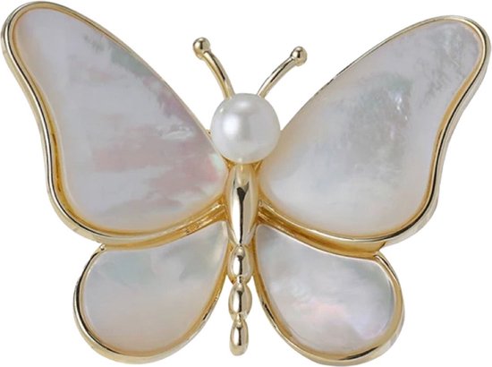 Broche papillon décorative en Goud 4,1 cm / 2,9 cm / Wit Goud