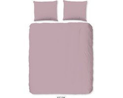 Good Morning dekbedovertrek effen kleur - Lits jumeaux 240x200/220 cm - Zacht roze - 100% Katoen renforce