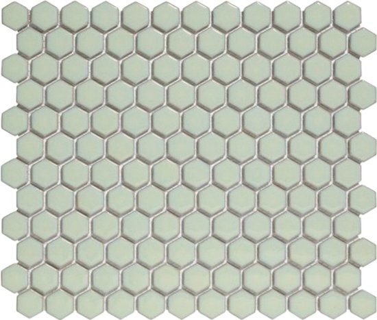 Foto: The mosaic factory barcelona hexagon wandtegels moza ektegel 28 1x32 5x0 6cm antiek groen glans 0 81m 10 stuks