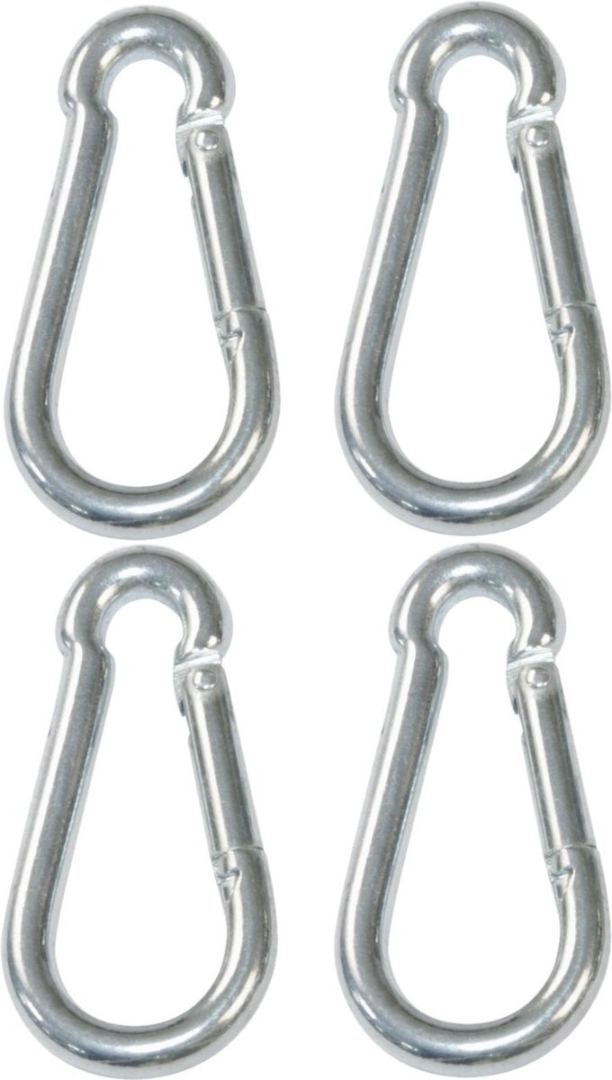 AMIG Karabijnhaak - 4x - gegalvaniseerd staal - 10 x 100mm - 100kg - musketonhaak