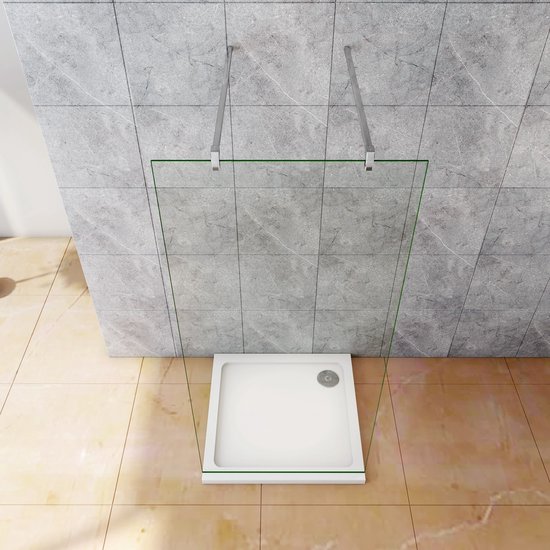 Lomazoo Douchewand Lima - 100x200 Cm - Inloopdouche Zwart - 8 Mm Rookglas - Nano Coating Anti Kalk