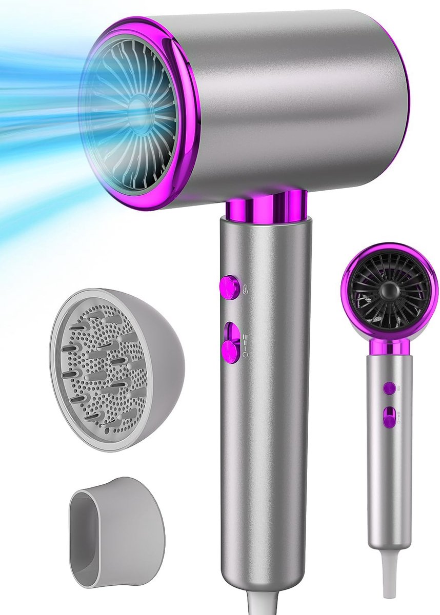 Föhn 2400W Reisföhn Ionenföhn Warm en Koud Schakelen Snelheidsaanpassing met 3 Snelheden Föhn met Groot Luchtvolume en Diffusorconcentrator Geschikt voor Reizen Thuisgebruik en Kappers