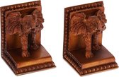 Relaxdays boekensteunen olifant - set van 2 zware boekenstandaards - Afrikaanse decoratie