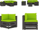 vidaXL 8-delige Loungeset met kussens grijs geïmpregneerd hout - Pallet Loungeset - Pallet Loungesets - Tuinset - Tuinsets