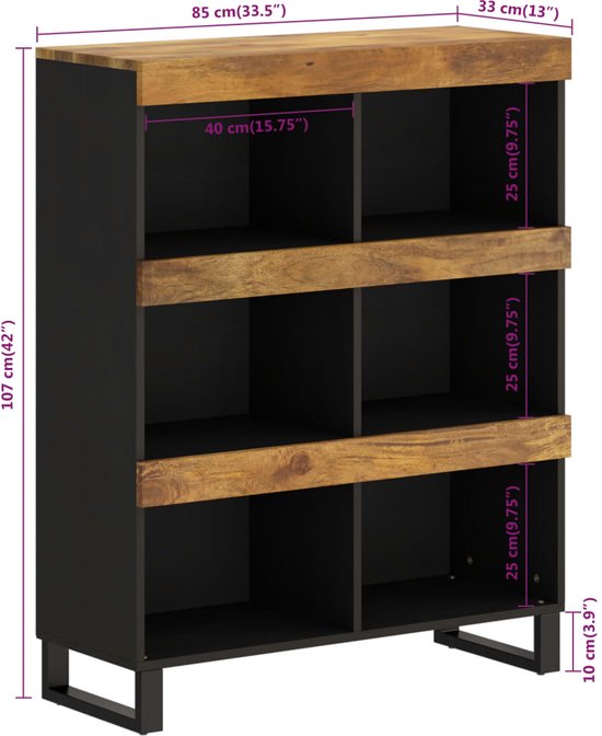 Dressoir 60x31x84 cm bewerkt hout zwart