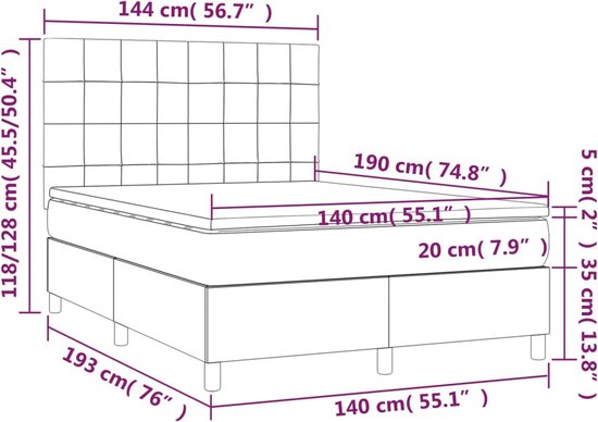 vidaXL Boxspring avec matelas Velours Rose 140x190 cm - Boxspring - Sommiers - Lit - Meubles de couchage