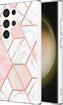 Coverup Marble Design TPU Back Cover - Geschikt voor Samsung Galaxy S24 Ultra Hoesje - Pink