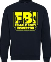 Sweater Female Body Inspector | Carnavalskleding dames kinderen heren | Carnaval | Foute Party | Navy | maat XS