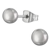 Aramat jewels ® - Bolletjes oorbellen zweerknopjes zilverkleurig staal dames 6mm