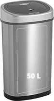 Afvalbak 50 liter - Afvalemmer 50 liter - 42 x 29,3 x 72,2 cm - 50 L - Zilver