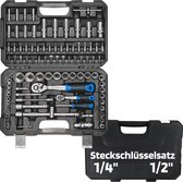 SW-Stahl 05916L Omschakelratel, 1/2 inch, fijn getand met 72 tanden, telescopische ratel, rechts- en linksloop, chroom-vanadium-staal