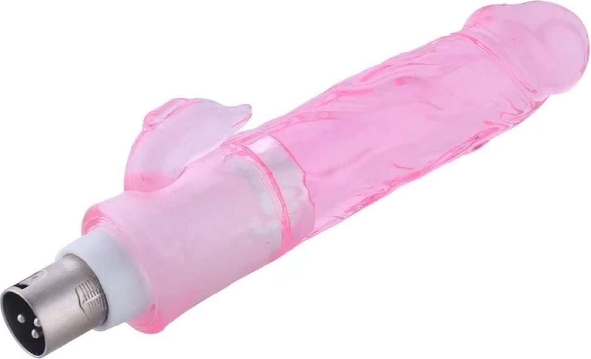 Goedkoopste Dildo Pink met Clitoris stimulatie 3XLR Connector voor Auxfun Basic Seksmachine