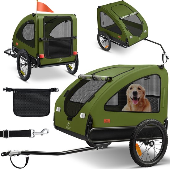 KESSER® Hondenfietskar tot 45 kg 2in1 Fietskar Hond - Khaki