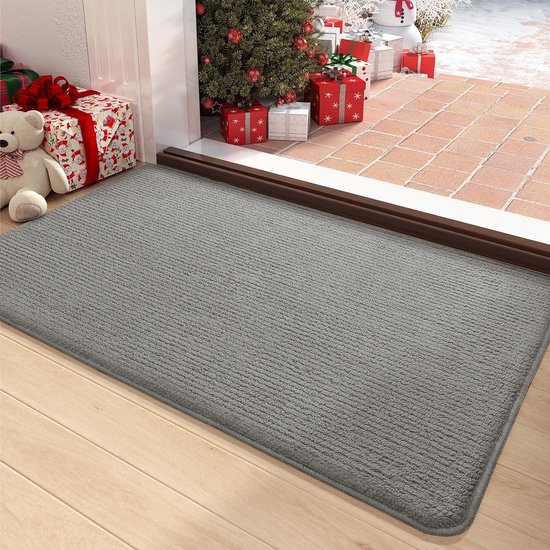 Muddy Mat | Super absorberende deurmat voor binnen, microvezel sneldrogend chenille-entree, antislip voordeurmat, binnenmatten voor ingang, machinewasbaar huisdiertapijt, beige 150 x 60 cm