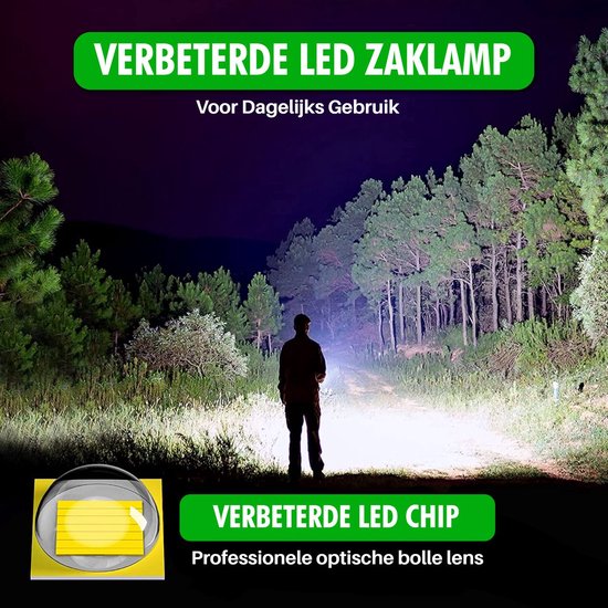 Travelhawk Zaklamp - Zaklamp Led - Zaklamp Militaire - 1000 Lumen - Waterproof - 2 stuks