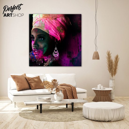 BEAUTIFUL AFRICAN Decoratie - Modern - Zwart - Blauw - Groen - Roze - Vrouw - Afrika