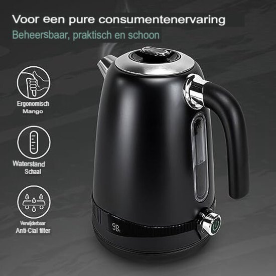 Aigostar Adrian 30A0R - Retro Waterkoker met Temperatuurmeter - 2200W