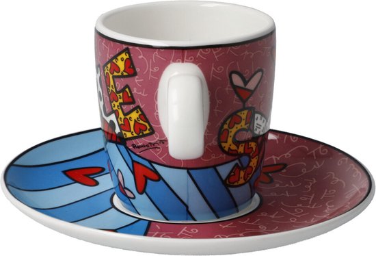 Tasse à Expresso Collection Goebel Romero Britto - Porcelaine Fine 0,1 Litre - Modèle Smile Coloré