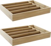 Set van 2x stuks bamboe houten bestekbakken/lades 35.5 x 25.5 x 5 cm - bestekbak/lade