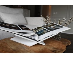 Witte boek kruisstandaard voor koffietafel - Boekenstandaard Gekanteld - Wit boek kruis standaard - White Bookstand - 30x30cm boekenstandaard - Boekensteun - Boekenhouder - Boek houder - Relatie geschenk - Perfect Cadeau