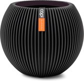 Vase boule cannelée d21h19cm noir