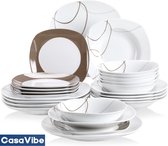 CasaVibe Serviesset – 24 delig – 6 persoons – Keramiek - Luxe – Bordenset – Dinnerborden