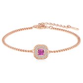 Rosé armband met roze Swarovski® kristal - 16 cm - Valentijnsdag - Moederdag Cadeau - Geschenkset Vrouwen - Cadeau voor Vrouw - Verjaardagscadeau - Cadeau - Geschenk voor haar - Kerst Cadeau - Juwelia