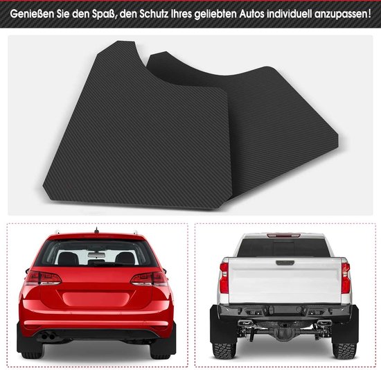 4 x universele vuilvanger, spatbescherming voor auto, combi sedan, SUV, hatchback, cabriolet, coupe, MPV, pickup, vrachtwagen, 390mm * 298mm